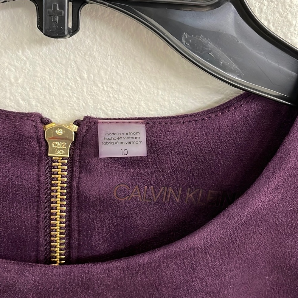 Purple/Eggplant Calvin Klein Suede Sleeveless Dress